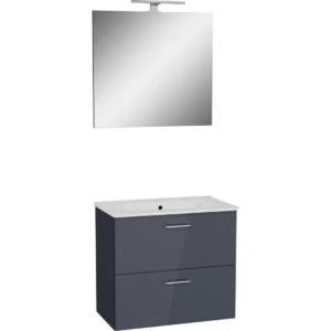 VitrA Ardea 67095 Banyo Dolabı Seti Çekmeceli, 70 cm, Parlak Antrasit